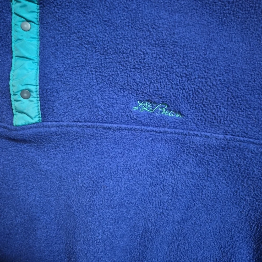 Mens Vintage LL Bean Fleece Pullover Sweater Size Large Tall LT TL Blue Preppy ✨ - Picture 4 of 11